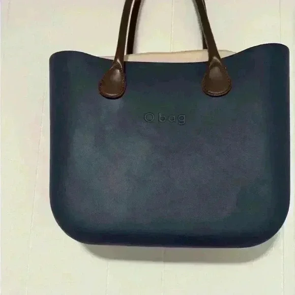 O Bag Italy Borsa Tote Blue Removable Canvas Insert used like anew - Picture 2 of 8